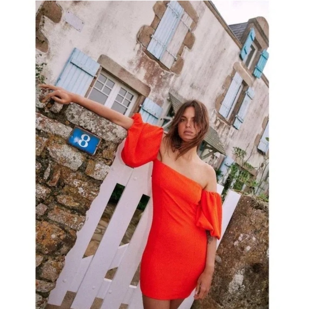 Free People Off-Shoulder Orange Dress